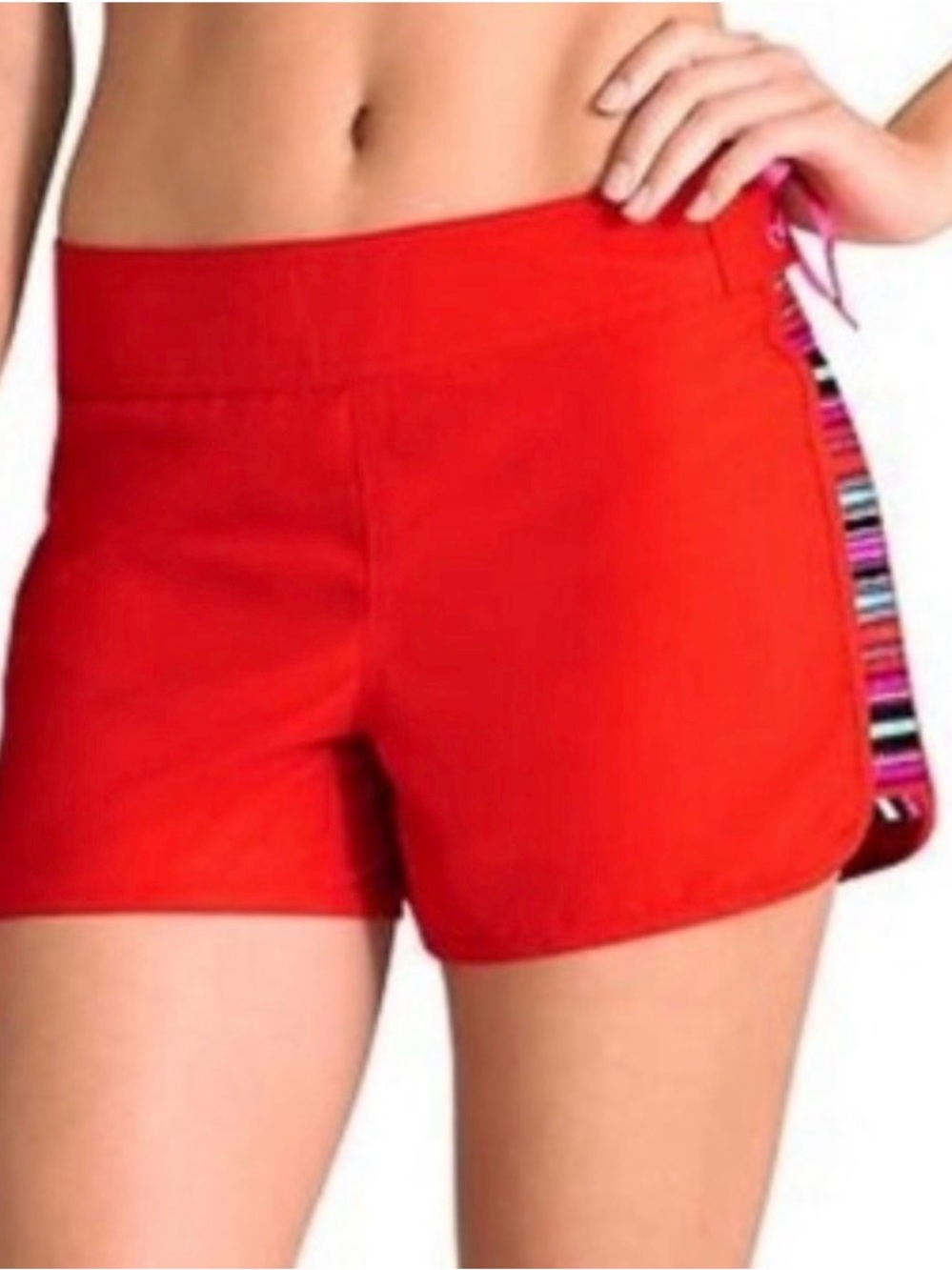 Athleta Santa Cruz Board Short Red/Orange Women's w/ Side Stripe 964566, Size 14